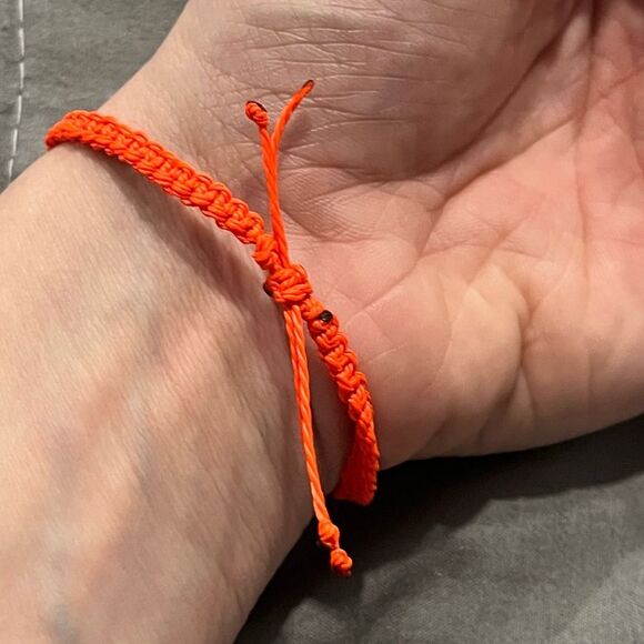 NEW White Resin Hamsa & Orange Macrame Handmade Adjustable Beaded Bracelet - Picture 5 of 5